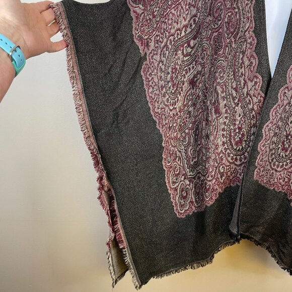 Womens Blanket Kimono Shawl Wrap Fringe Top NWT One Size Shimmer Tapestry Duster - Picture 5 of 13